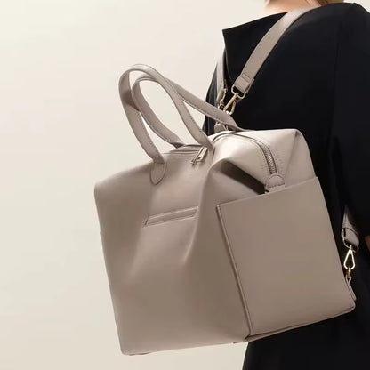 Women’s Large Vegan Leather Work Tote Bag with Zipper