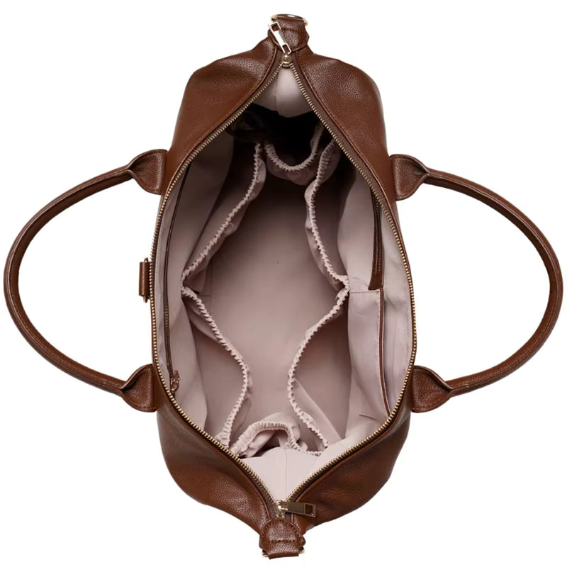 Women’s Large Vegan Leather Work Tote Bag with Zipper