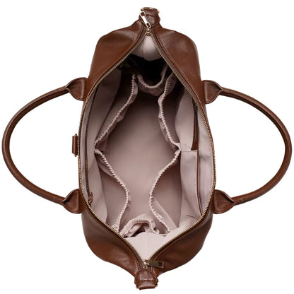 Women’s Large Vegan Leather Work Tote Bag with Zipper