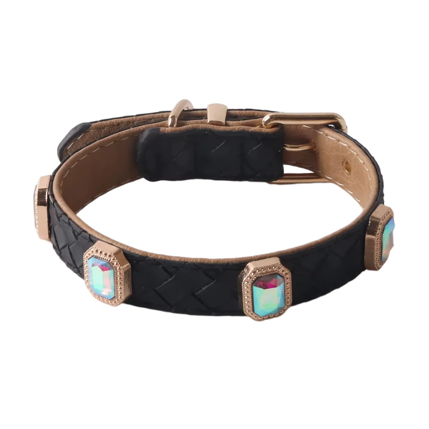 Braided PU Leather Collar for Dogs and Cats with Metal Buckle