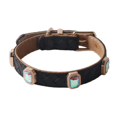 Braided PU Leather Collar for Dogs and Cats with Metal Buckle