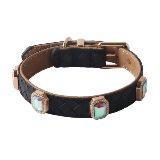 Braided PU Leather Collar for Dogs and Cats with Metal Buckle