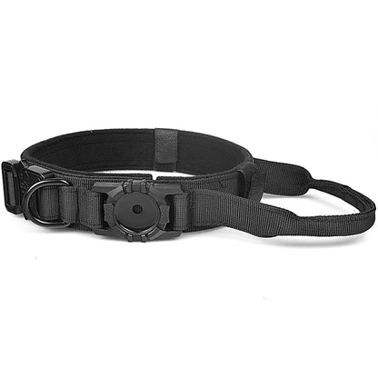 Rugged Tactical Dog Collar with AirTag GPS Tracker Holder