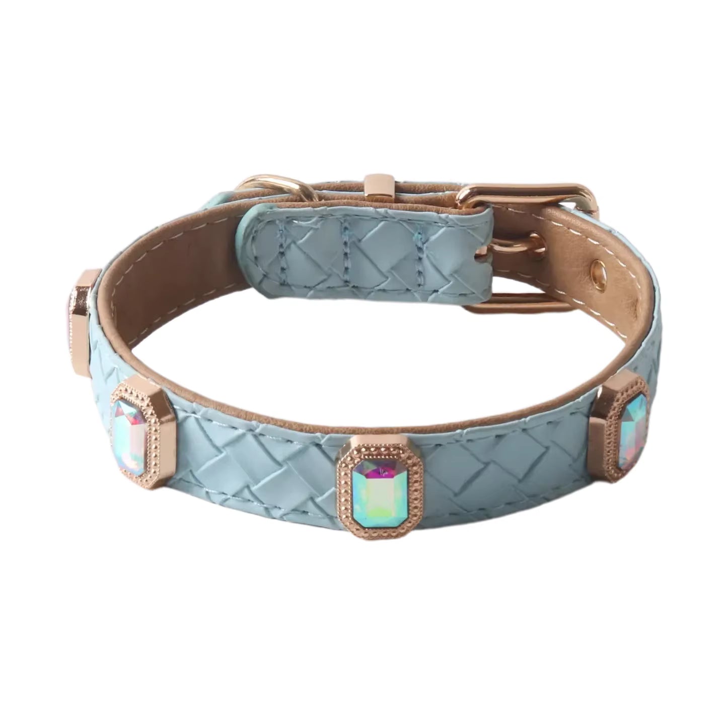 Braided PU Leather Collar for Dogs and Cats with Metal Buckle