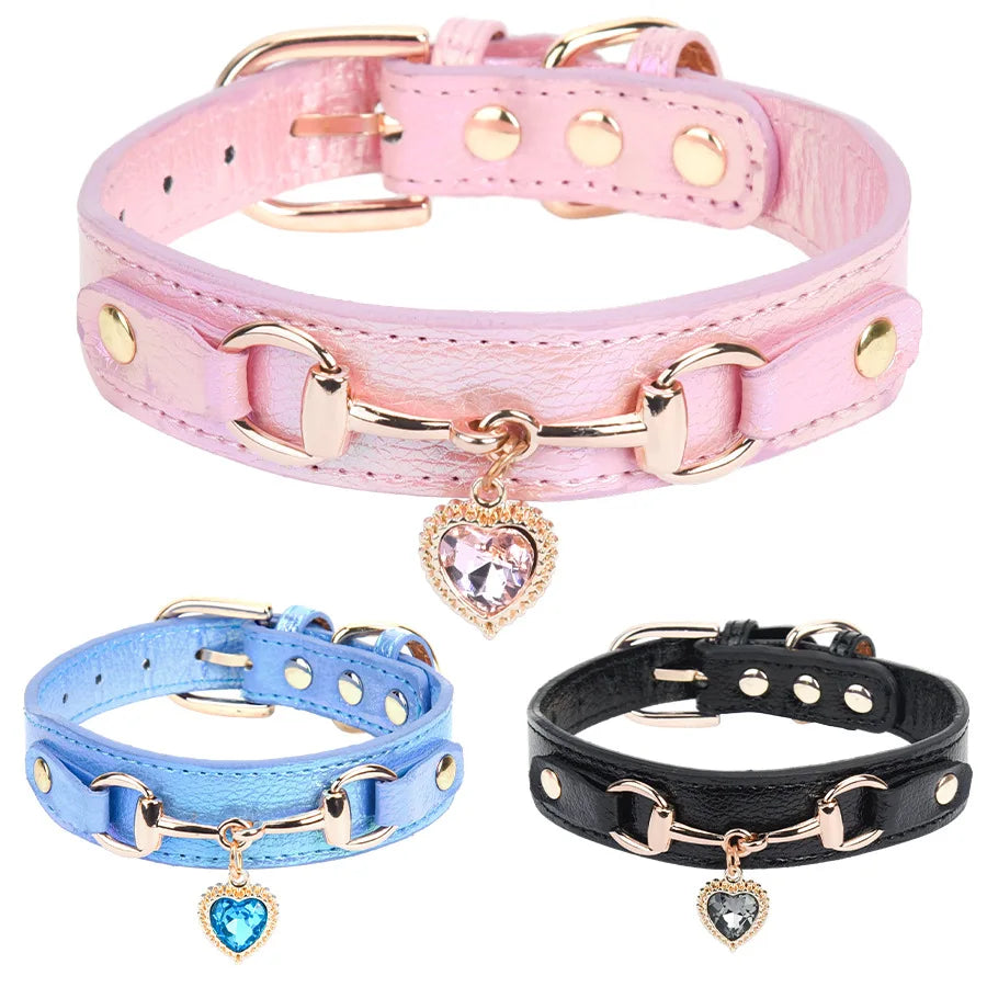 Padded and Comfortable PU Leather Dog Collar for Small Breeds
