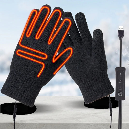 USB Heated Knit Touchscreen Gloves