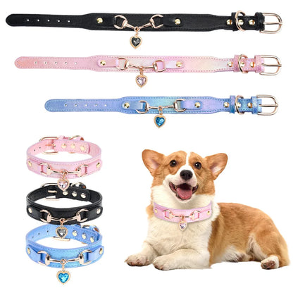 Padded and Comfortable PU Leather Dog Collar for Small Breeds
