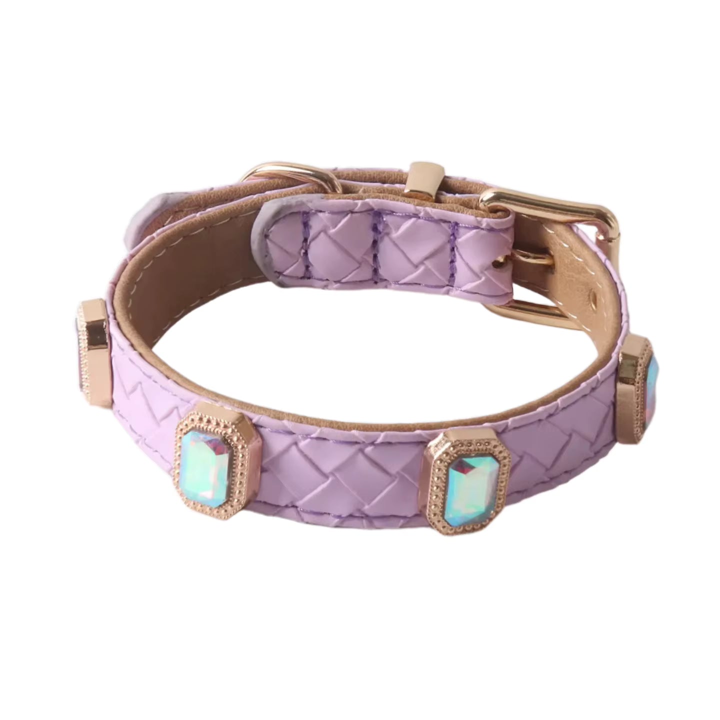 Braided PU Leather Collar for Dogs and Cats with Metal Buckle